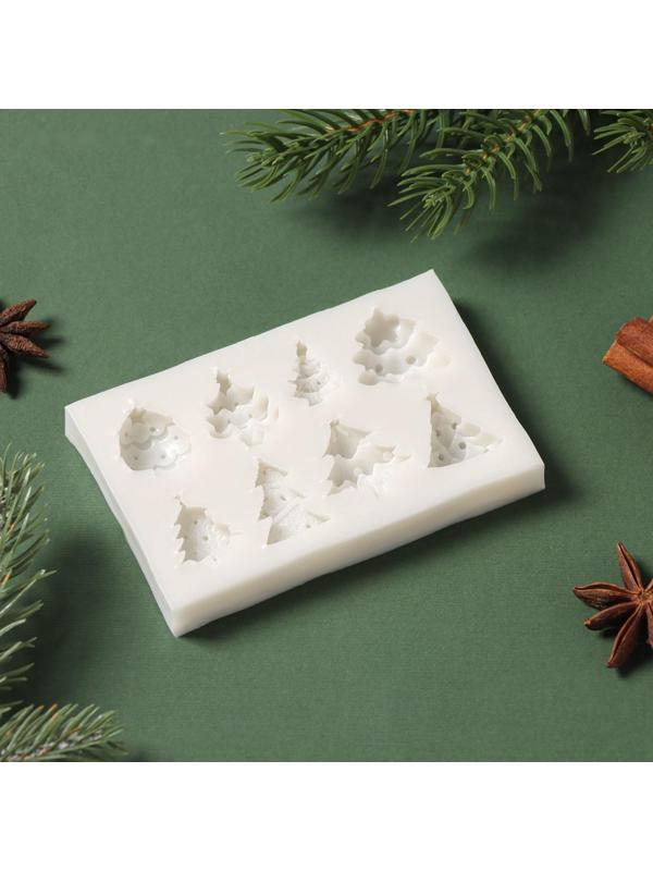 Силиконовый молд Доляна «Ёлки», 10×6,5×1,3 см, цвет серый