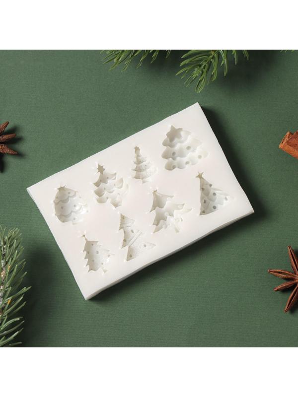 Силиконовый молд Доляна «Ёлки», 10×6,5×1,3 см, цвет серый