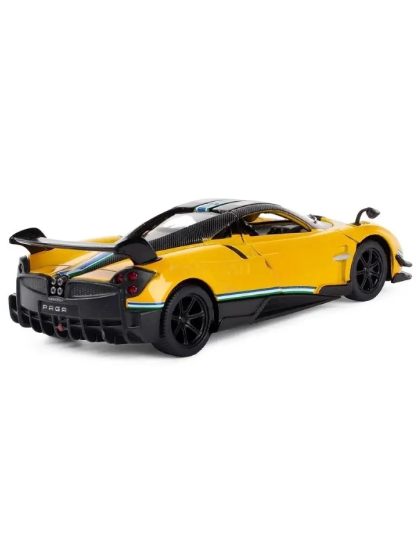 Металлическая машинка Kinsmart 1:38 «2016 Pagani Huayra BC с принтом» KT5400DF, инерционная / Желтый