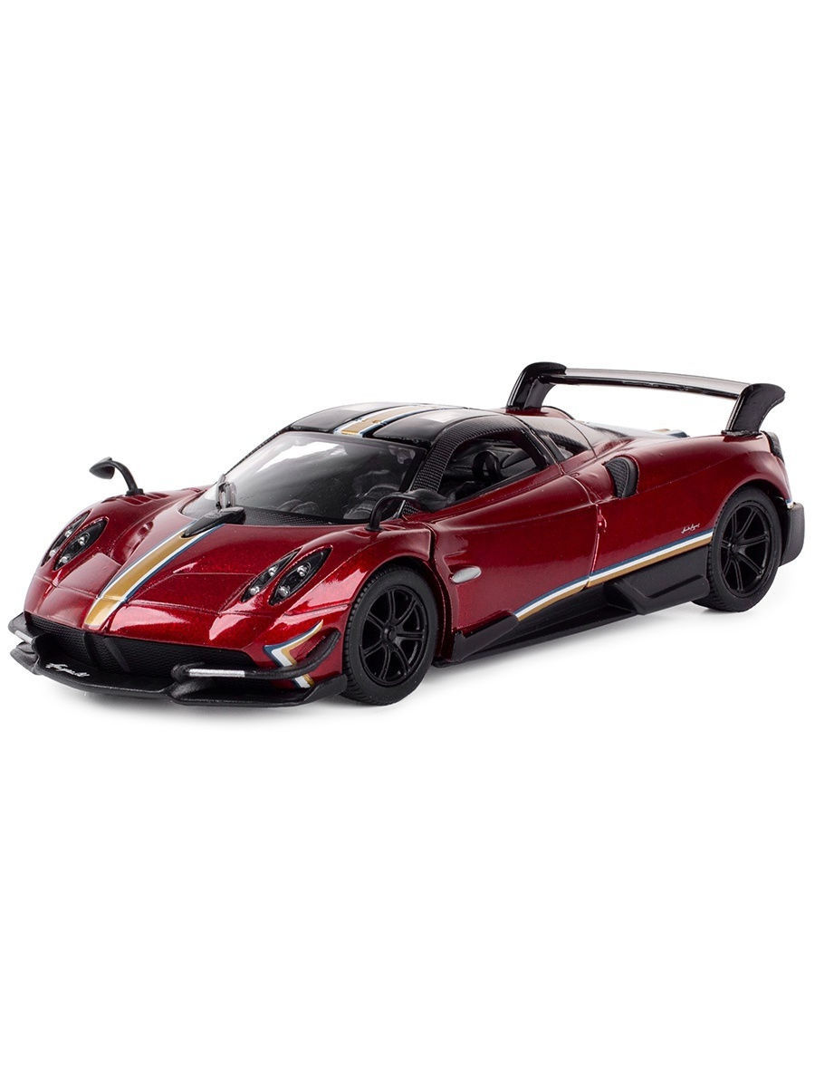 Металлическая машинка Kinsmart 1:38 «2016 Pagani Huayra BC с принтом» KT5400DF, инерционная / Красный