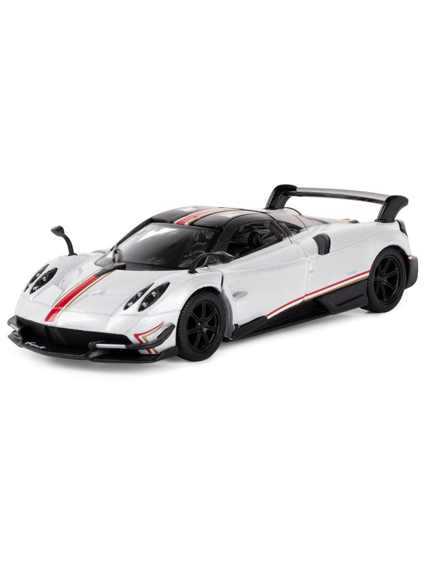 Металлическая машинка Kinsmart 1:38 «2016 Pagani Huayra BC с принтом» KT5400DF, инерционная / Белый