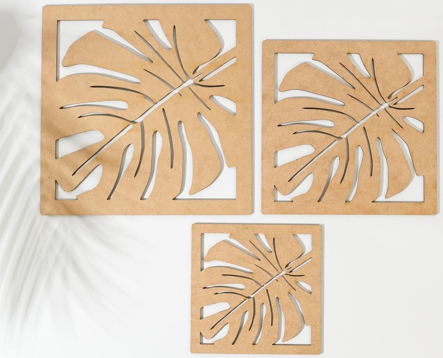 Набор из 3-х деревянных подставок под горячее, 24,5х24,5х0,3 см, 20,2х20,2х0,3 см, 14,9х14,9