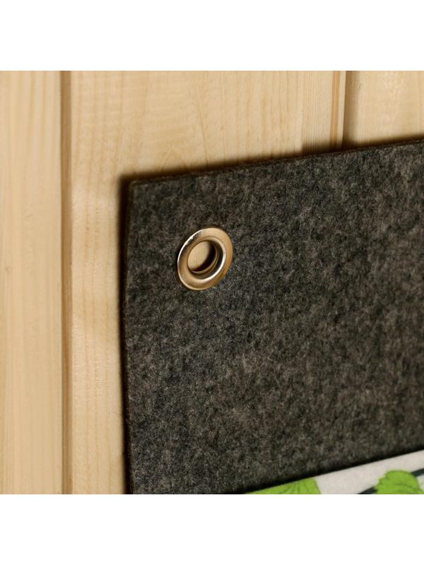 Вертикальный настенный подвесной органайзер на люверсах 3 отделения, принт березка, серый, 3