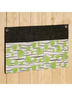 Горизонтальный подвесной органайзер на люверсах 3 отделения, принт березка, 30х50 см, войлок