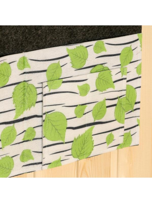 Горизонтальный подвесной органайзер на люверсах 3 отделения, принт березка, 30х50 см, войлок