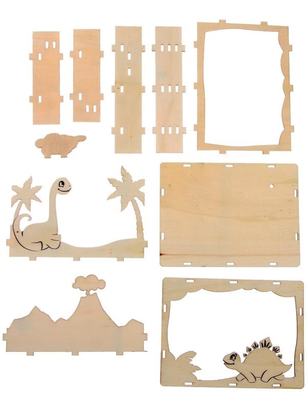 Набор для творчества: создай ночник из дерева и раскраска из пластика «Динозавры»