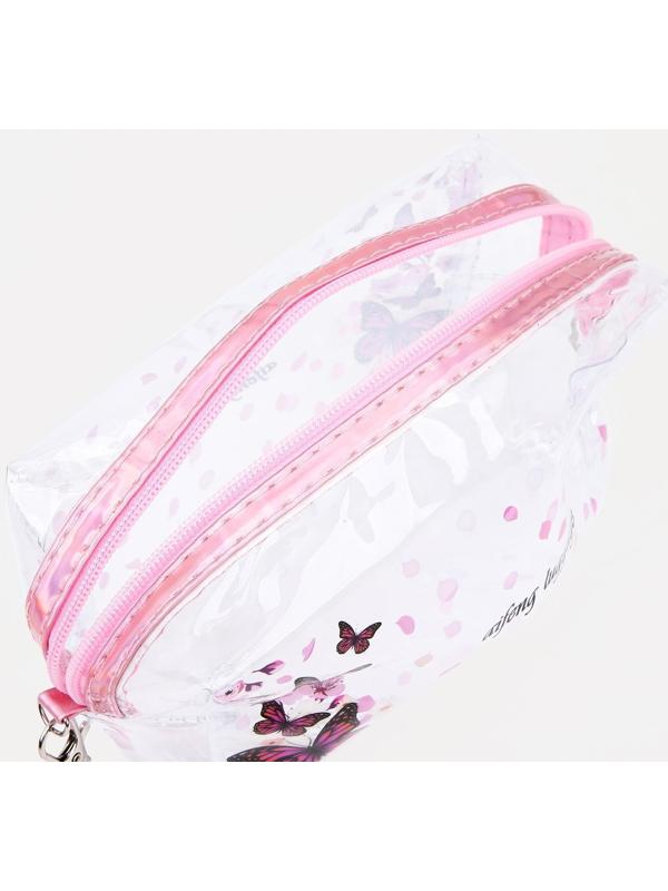 Косметичка на молнии, цвет розовый