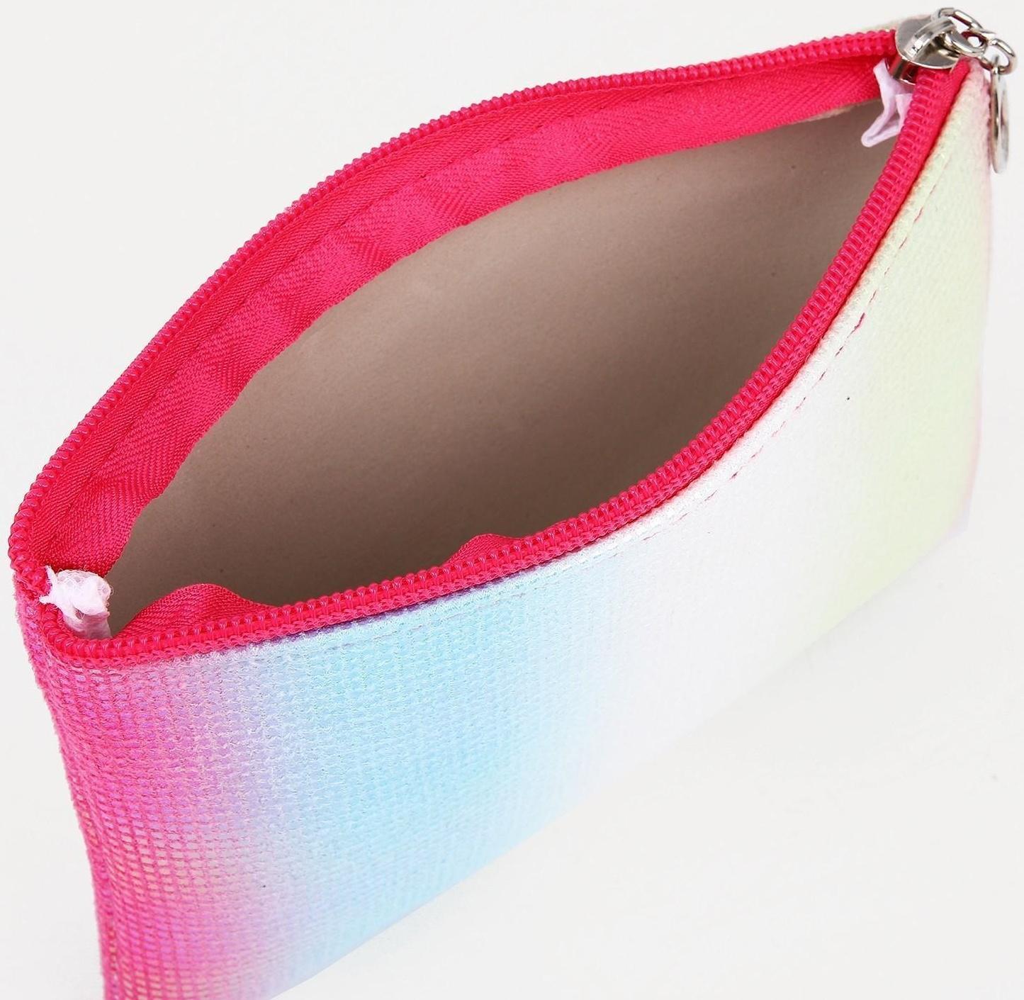 Набор косметичек 2 в 1 на молниях, цвет малиновый