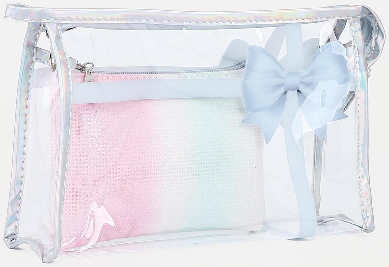 Набор косметичек 2 в 1 на молниях, цвет белый