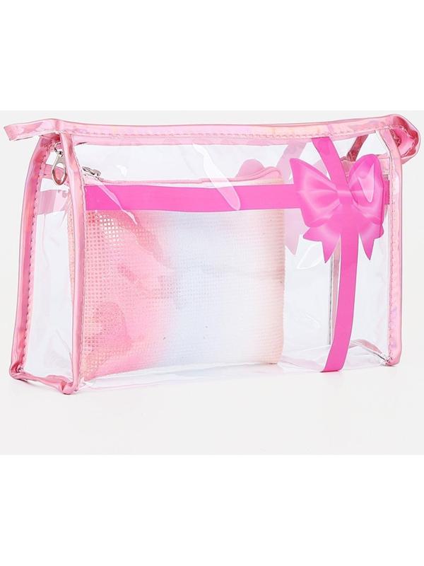 Набор косметичек 2 в 1 на молниях, цвет розовый