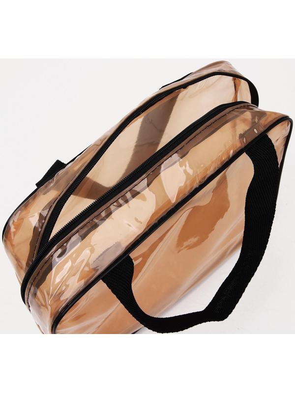 Косметичка на молнии, цвет коричневый