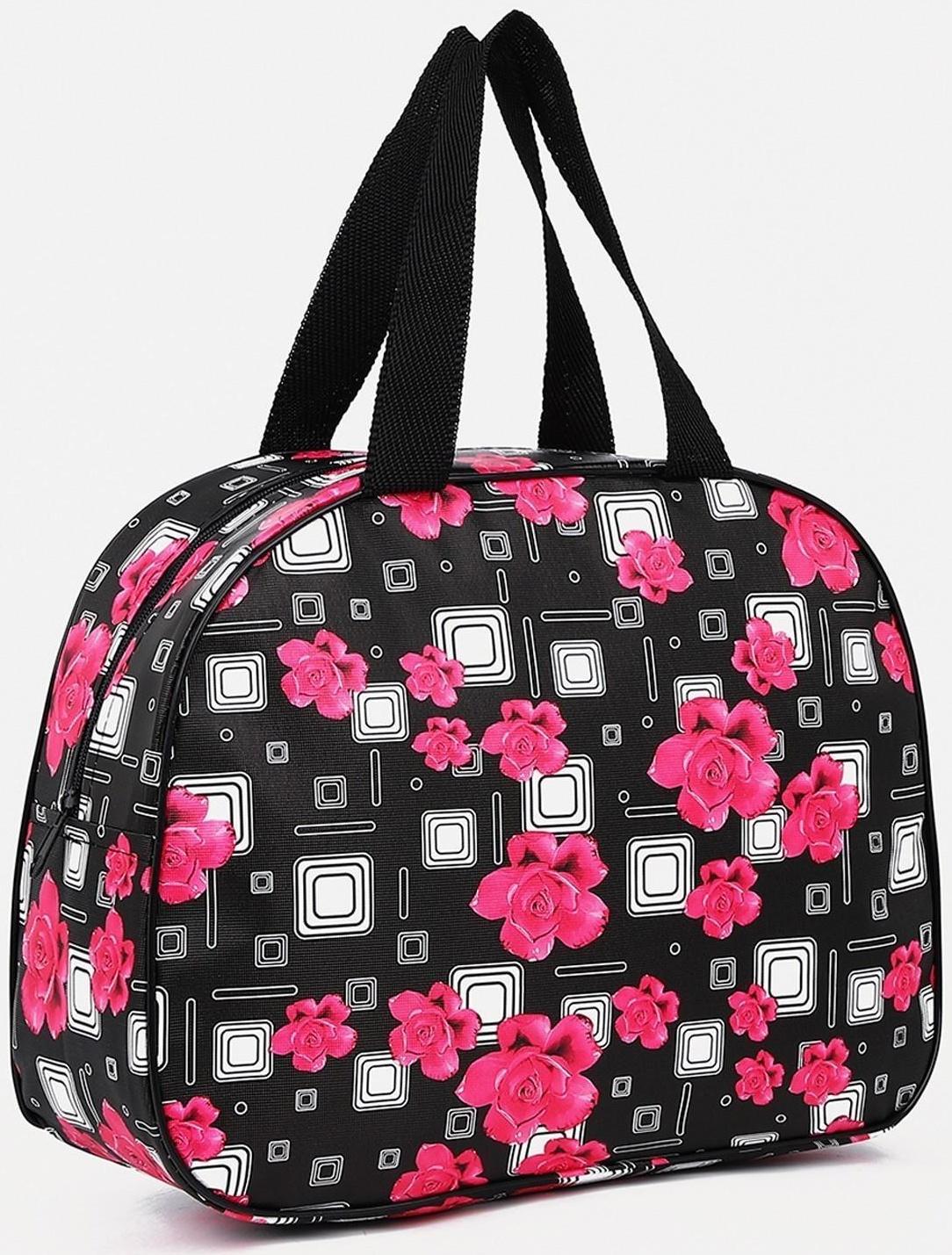 Косметичка на молнии, цвет чёрный/розовый