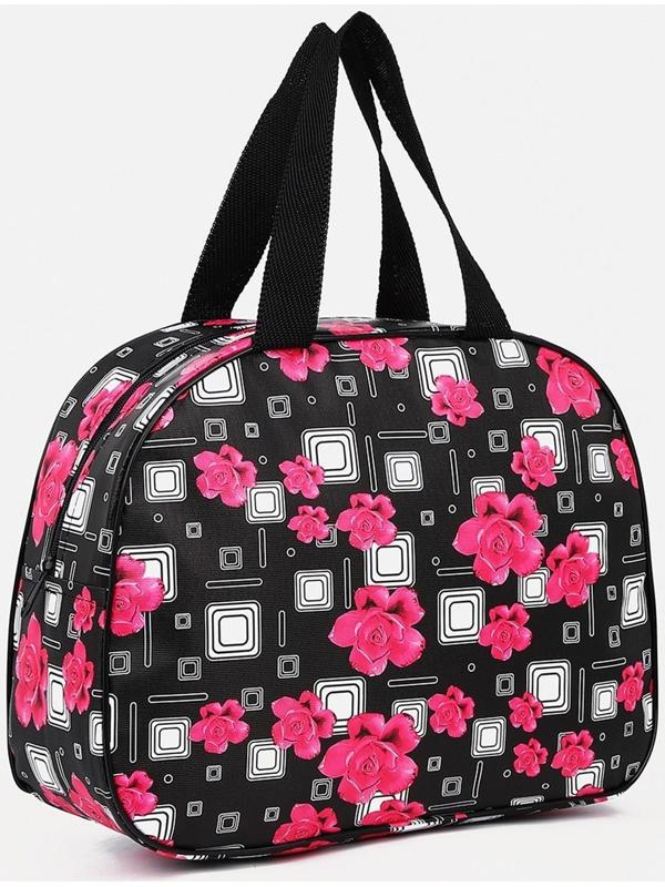 Косметичка на молнии, цвет чёрный/розовый