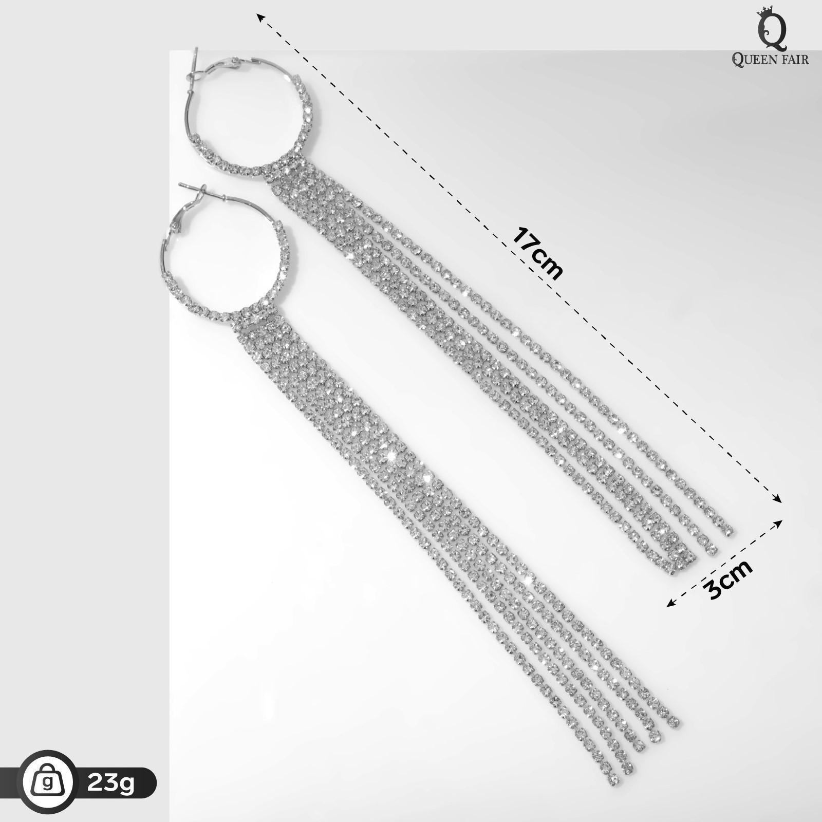 Серьги висячие со стразами 