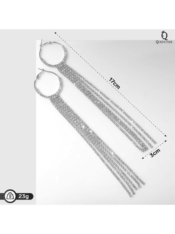 Серьги висячие со стразами 