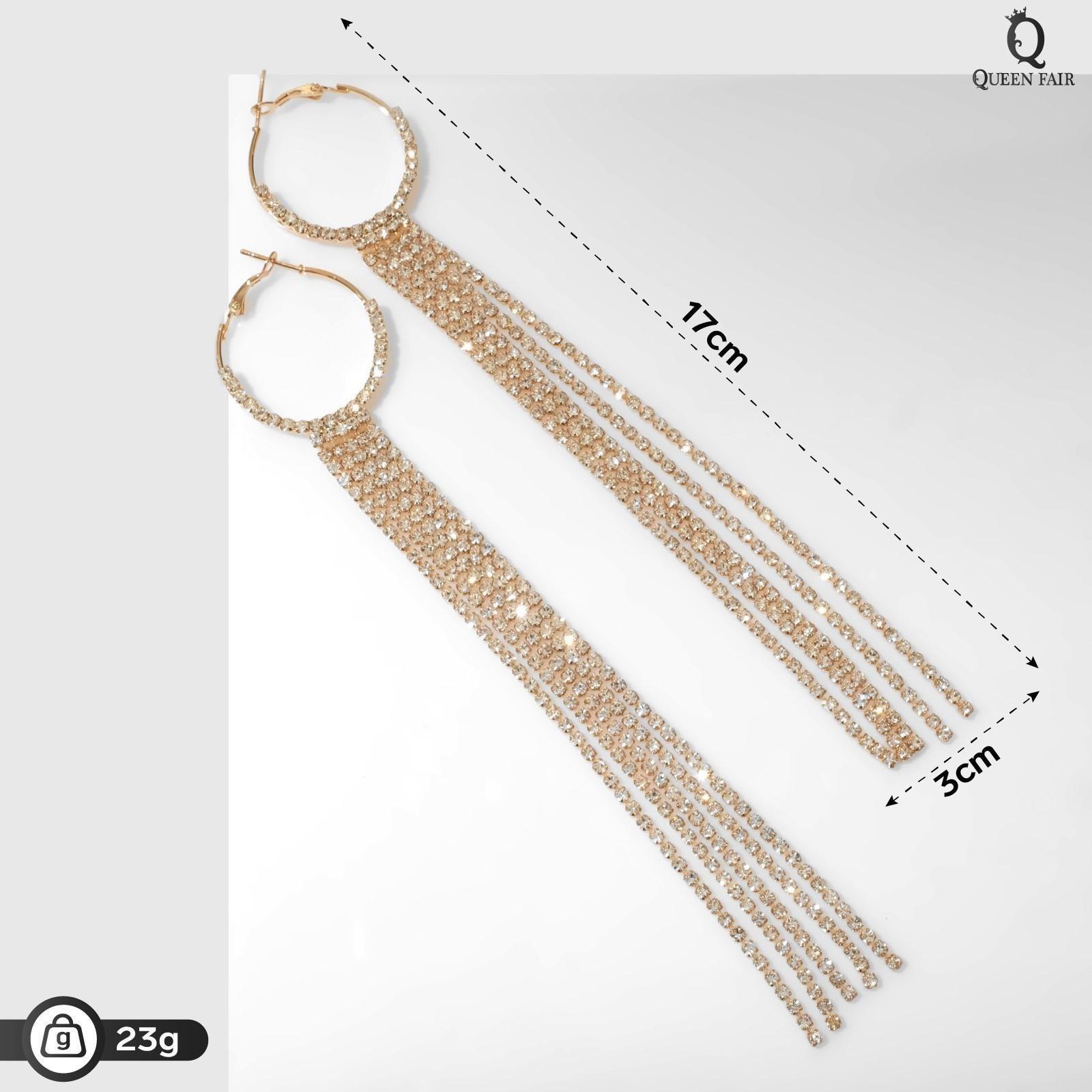 Серьги висячие со стразами 