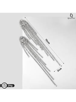 Серьги висячие со стразами 