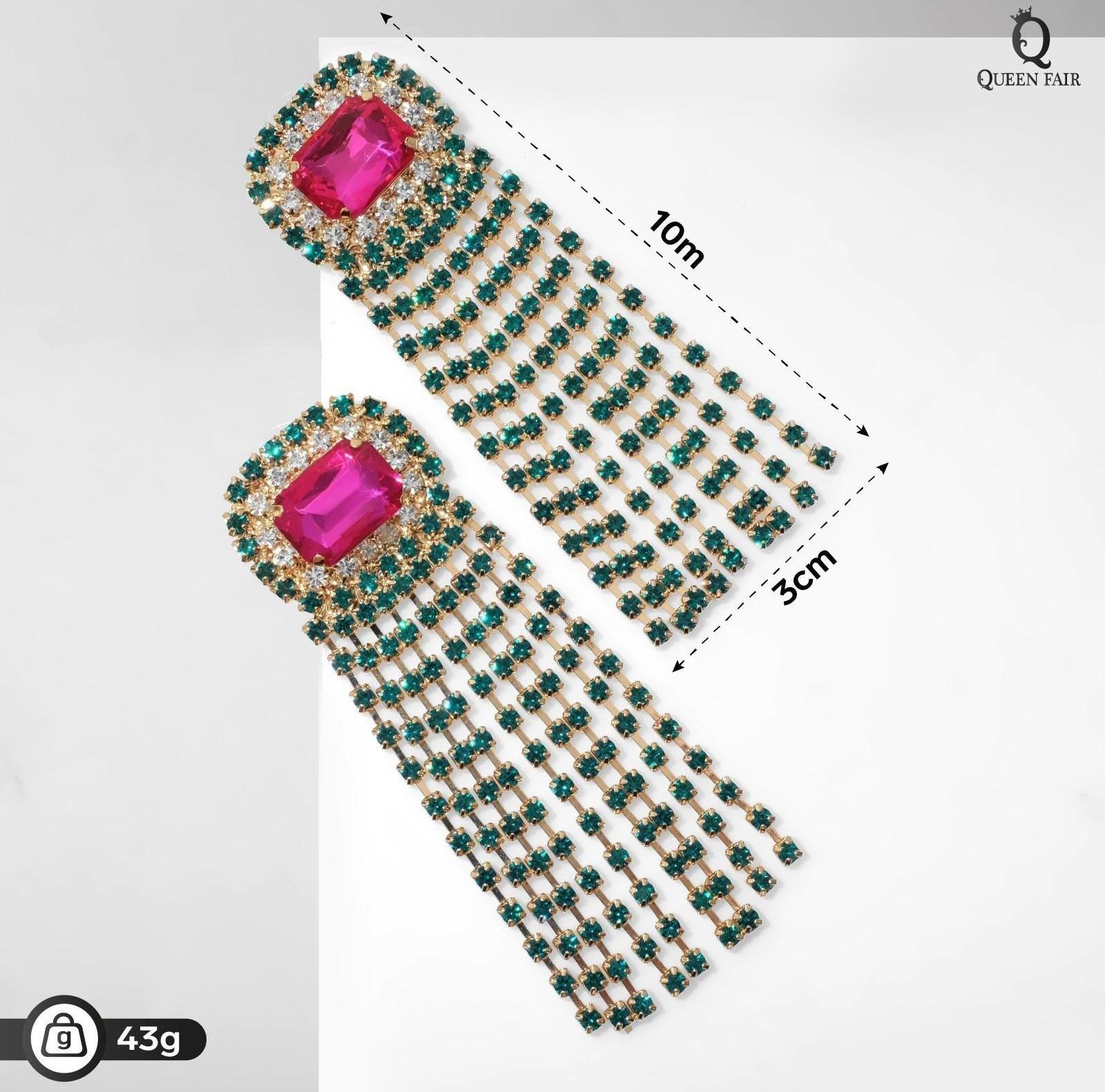 Серьги висячие со стразами 