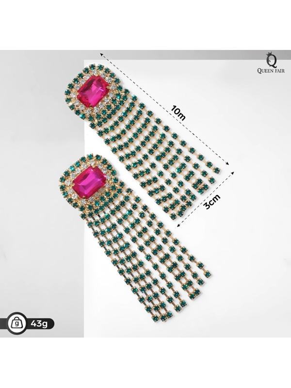 Серьги висячие со стразами 