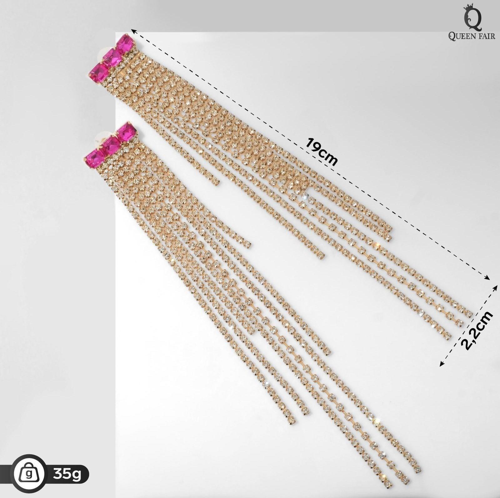 Серьги висячие со стразами 