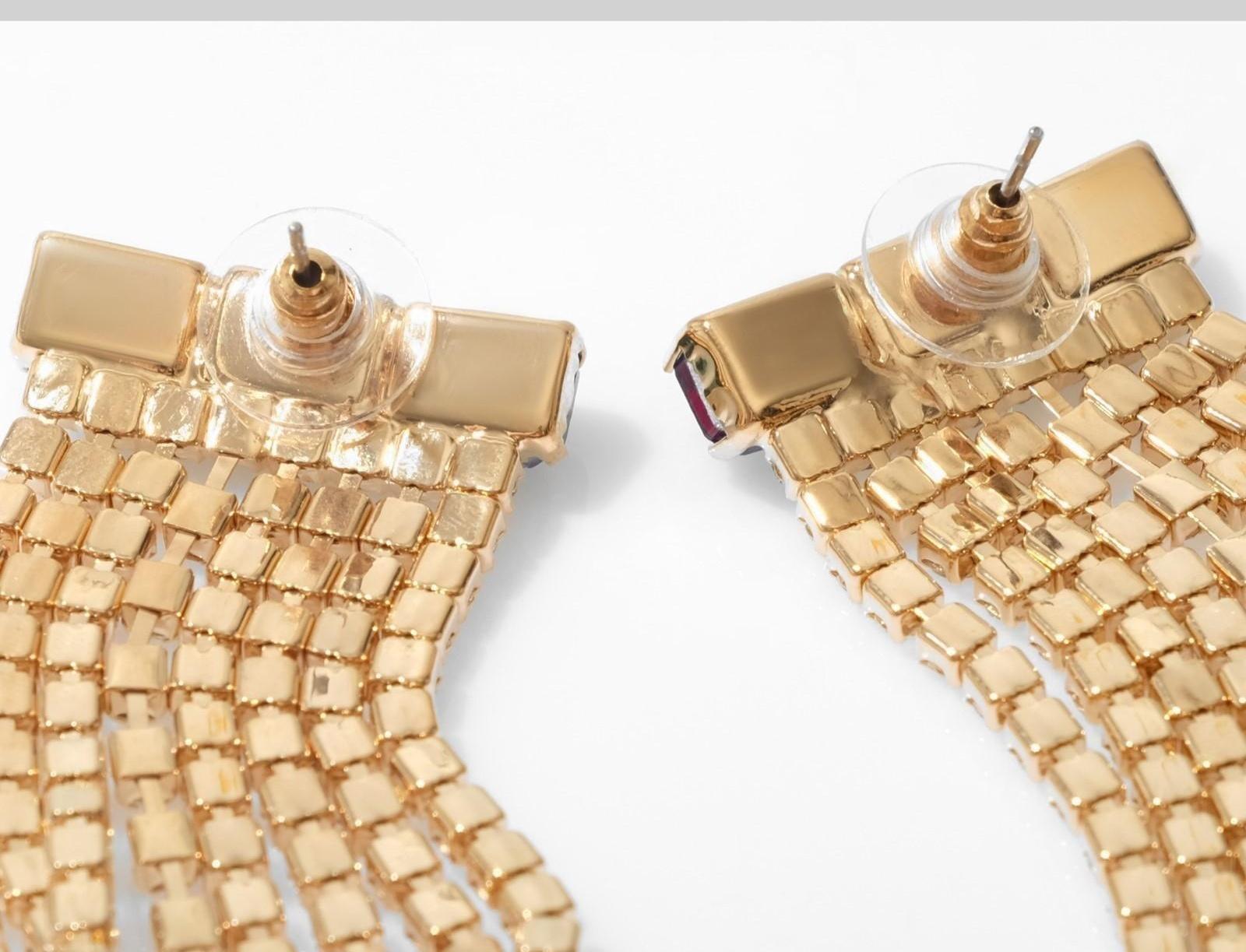 Серьги висячие со стразами 