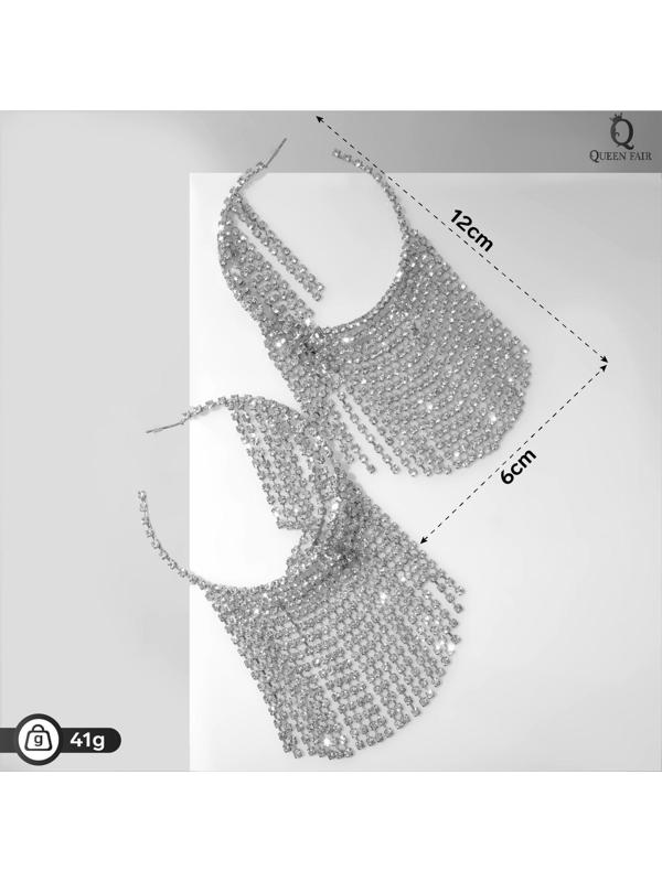 Серьги висячие со стразами 