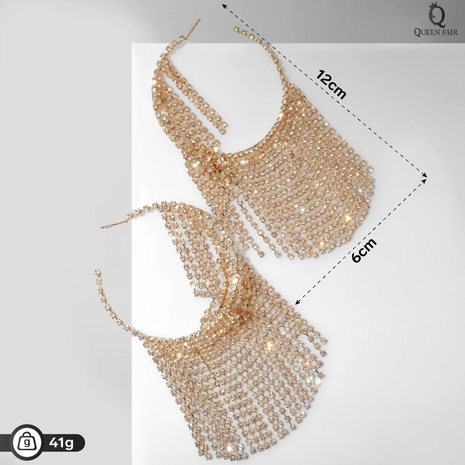 Серьги висячие со стразами 