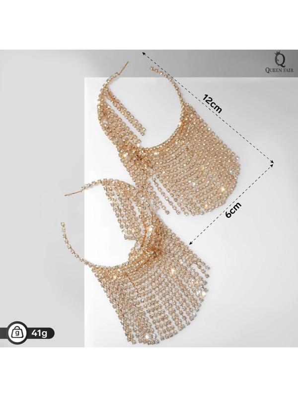 Серьги висячие со стразами 