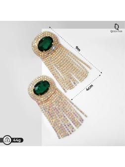 Серьги висячие со стразами 