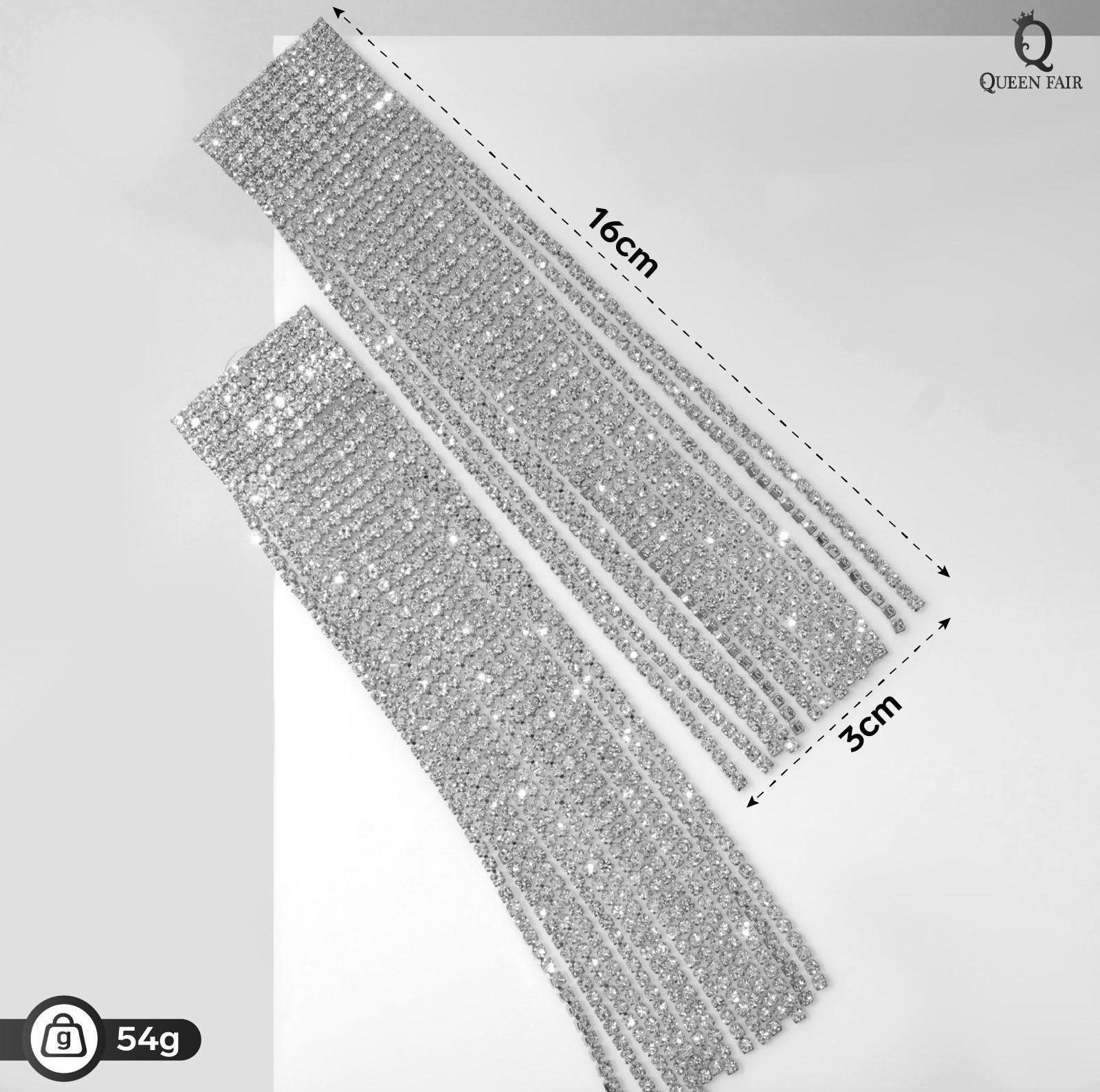 Серьги висячие со стразами 