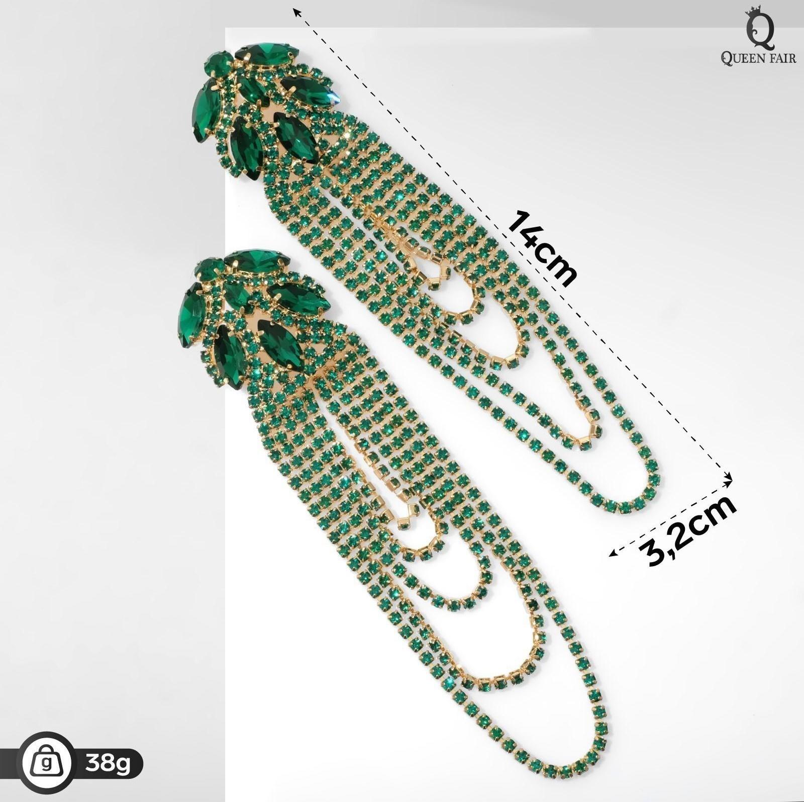 Серьги висячие со стразами 