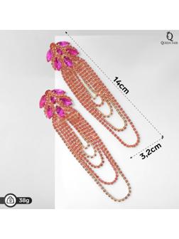 Серьги висячие со стразами 