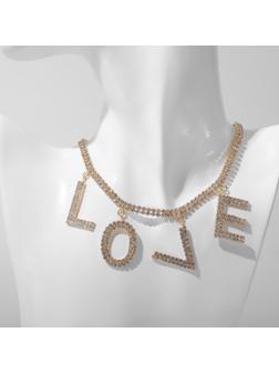 Колье LOVE, цвет белый в золоте, 30см