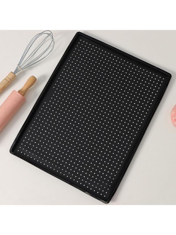 Коврик силиконовый перфорированный прямоугольный Доляна, 40×31×1 см, цвет чёрный