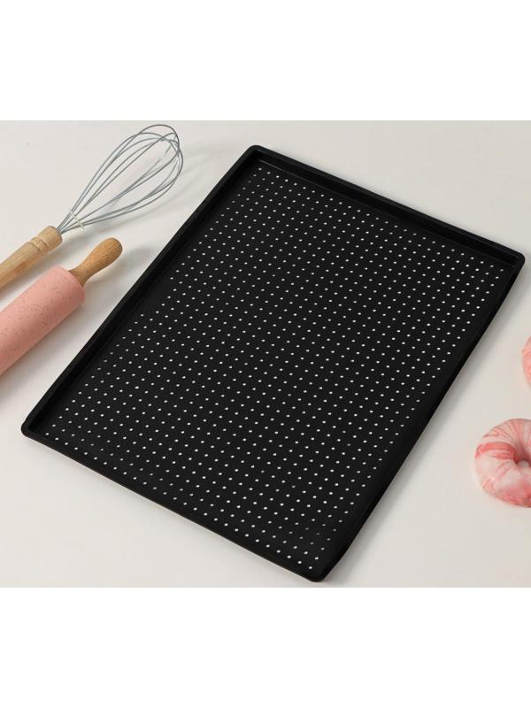 Коврик силиконовый перфорированный прямоугольный Доляна, 40×31×1 см, цвет чёрный