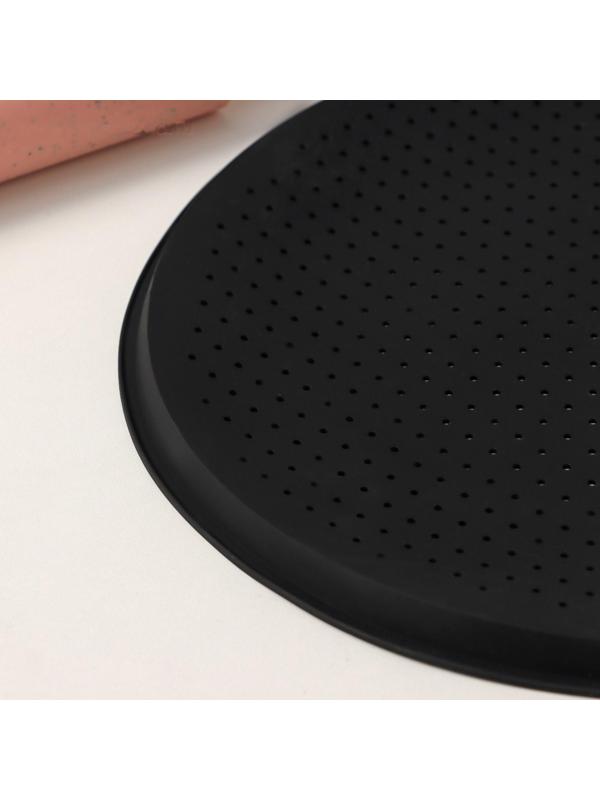 Коврик силиконовый перфорированный круглый Доляна, d=35 см, цвет чёрный