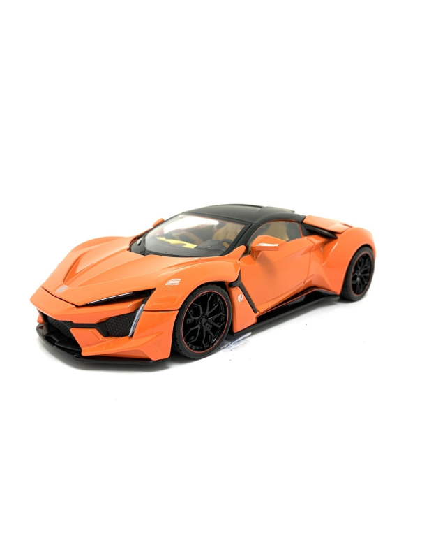 Металлическая машинка HengTeng 1:24 «Lykan Hypersport» 53522-19A, инерционная, свет, звук / Оранжевый