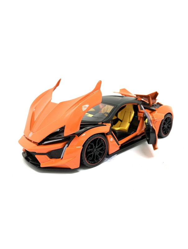 Металлическая машинка HengTeng 1:24 «Lykan Hypersport» 53522-19A, инерционная, свет, звук / Оранжевый