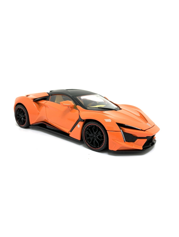 Металлическая машинка HengTeng 1:24 «Lykan Hypersport» 53522-19A, инерционная, свет, звук / Оранжевый