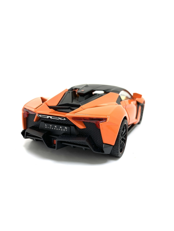 Металлическая машинка HengTeng 1:24 «Lykan Hypersport» 53522-19A, инерционная, свет, звук / Оранжевый