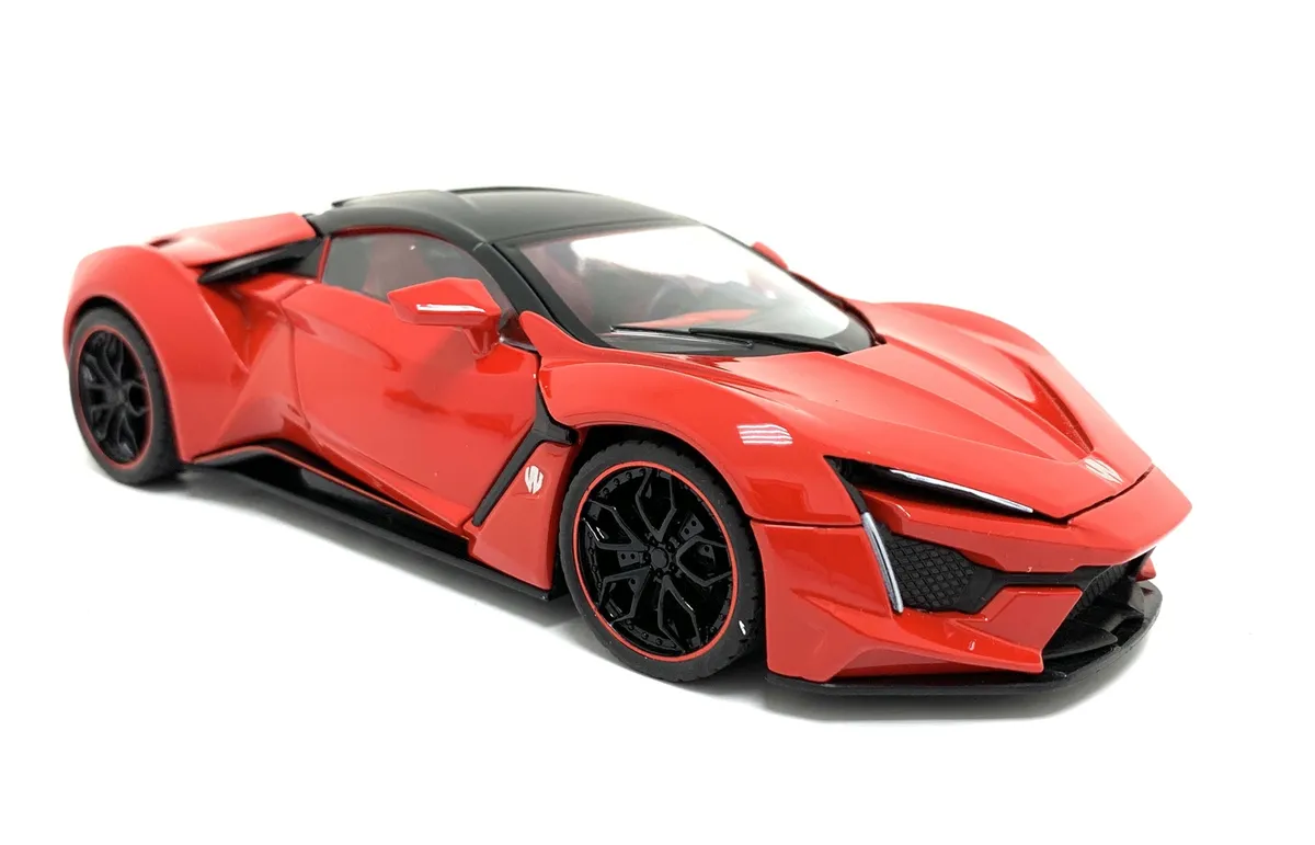 Металлическая машинка HengTeng 1:24 «Lykan Hypersport» 53522-19A, инерционная, свет, звук / Красный