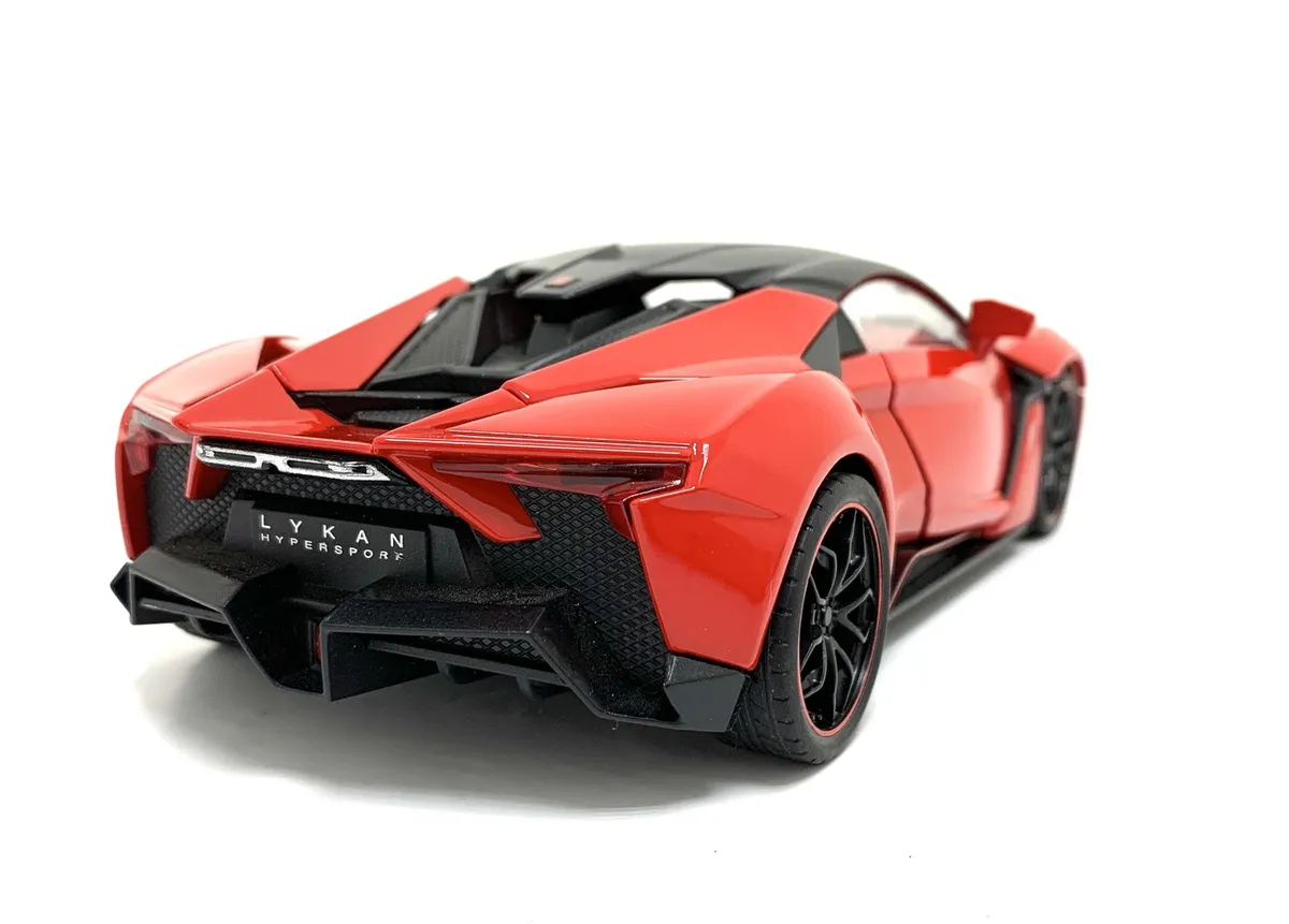 Металлическая машинка HengTeng 1:24 «Lykan Hypersport» 53522-19A, инерционная, свет, звук / Красный