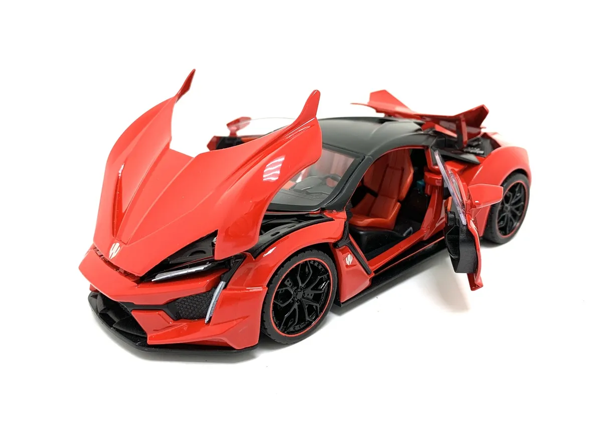 Металлическая машинка HengTeng 1:24 «Lykan Hypersport» 53522-19A, инерционная, свет, звук / Красный