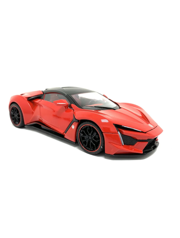 Металлическая машинка HengTeng 1:24 «Lykan Hypersport» 53522-19A, инерционная, свет, звук / Красный