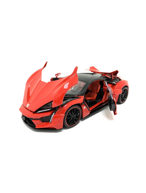 Металлическая машинка HengTeng 1:24 «Lykan Hypersport» 53522-19A, инерционная, свет, звук / Красный