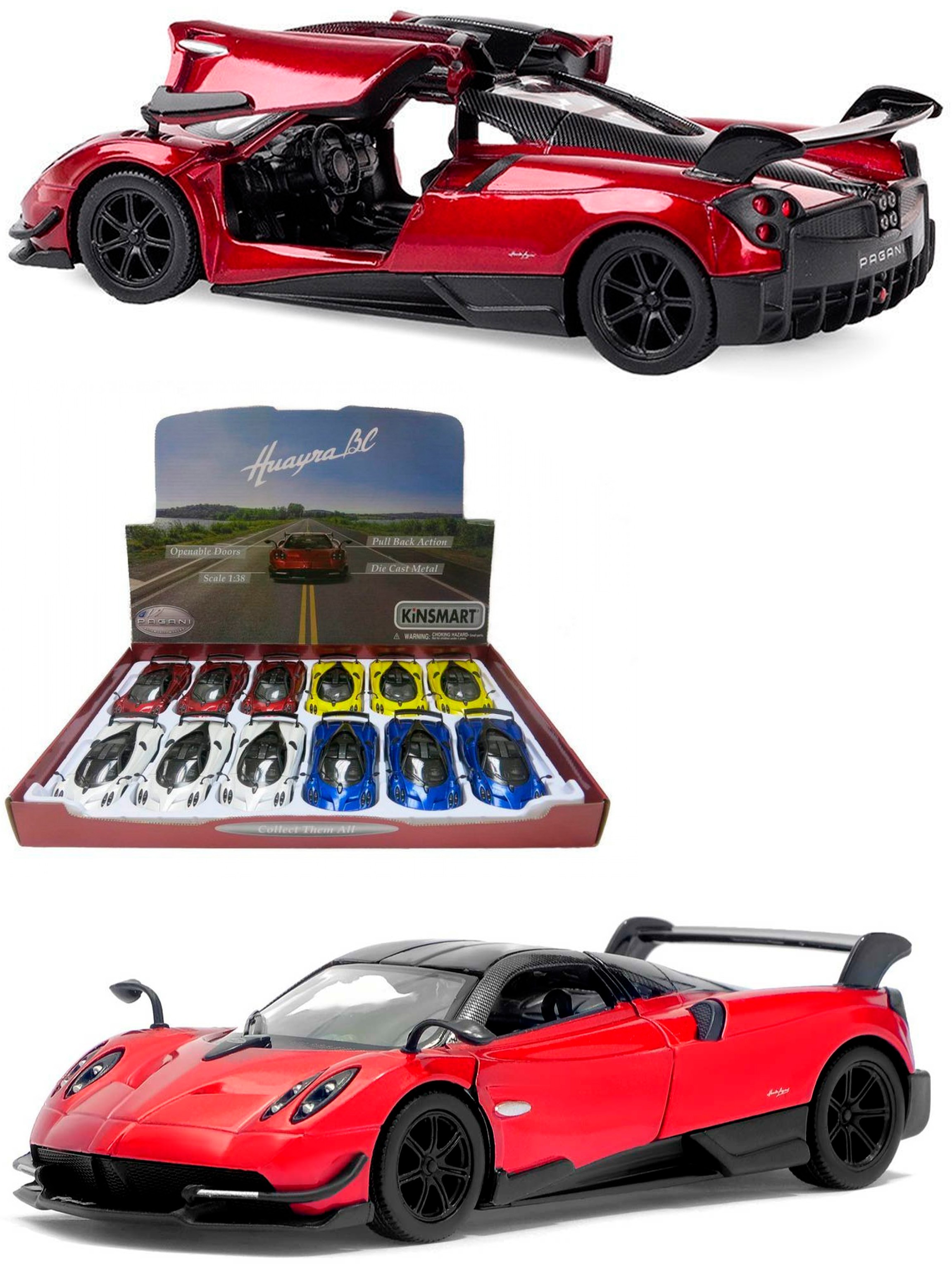 Металлическая машинка Kinsmart 1:38 «2016 Pagani Huayra BC» KT5400D, инерционная / Красный