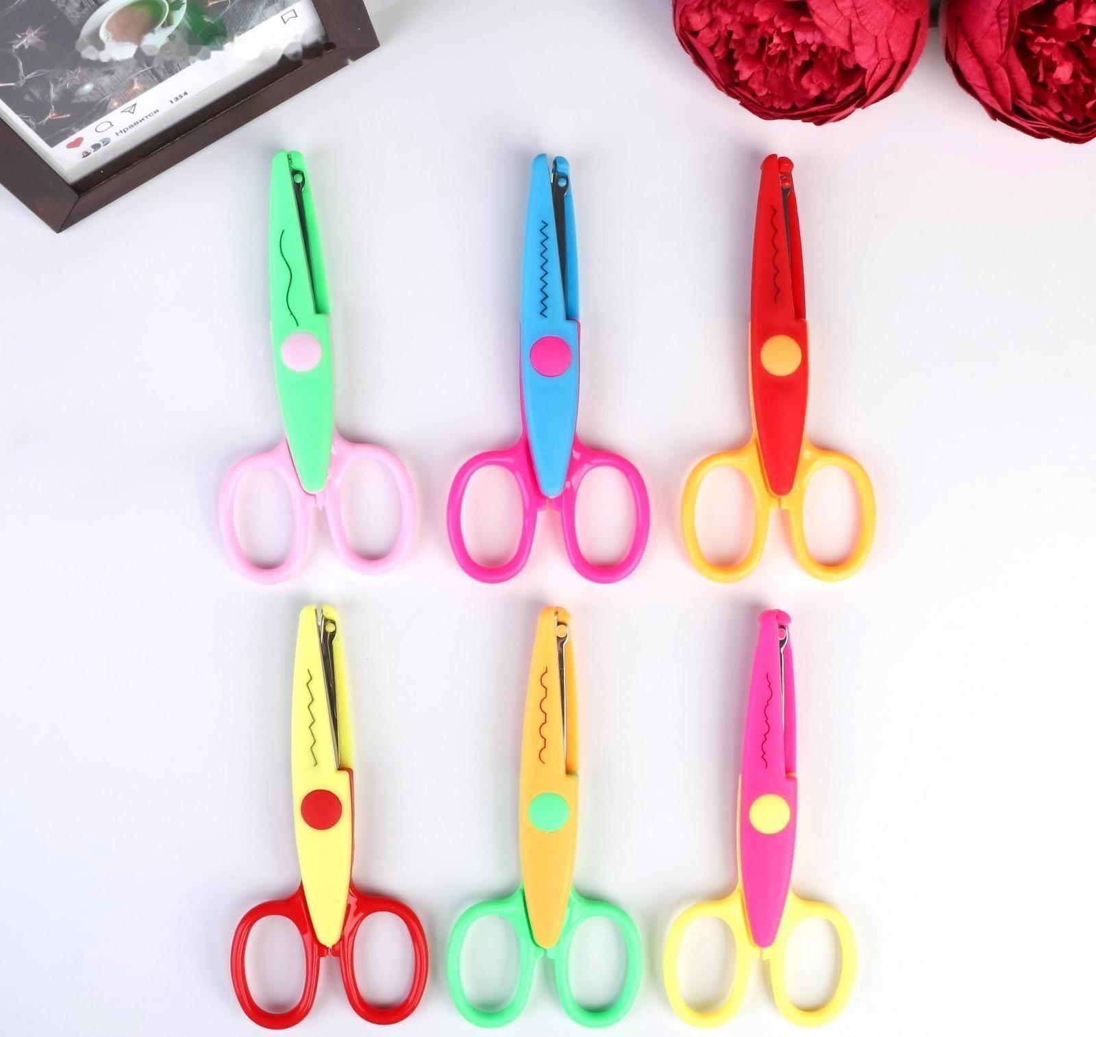 Ножницы рельефные цветные ручки, набор 12 шт МИКС