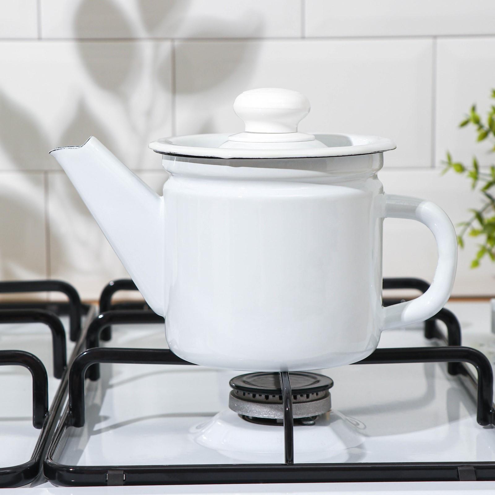 Чайник заварочный, 1 л, фиксированная ручка, цвет белый