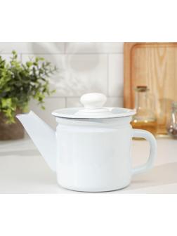 Чайник заварочный, 1 л, фиксированная ручка, цвет белый