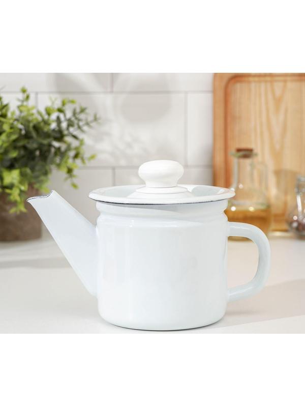 Чайник заварочный, 1 л, фиксированная ручка, цвет белый
